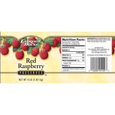 CARRIAGE HOUSE Carriage House Red Raspberry Preserves 4lbs, PK6 48T135T4223